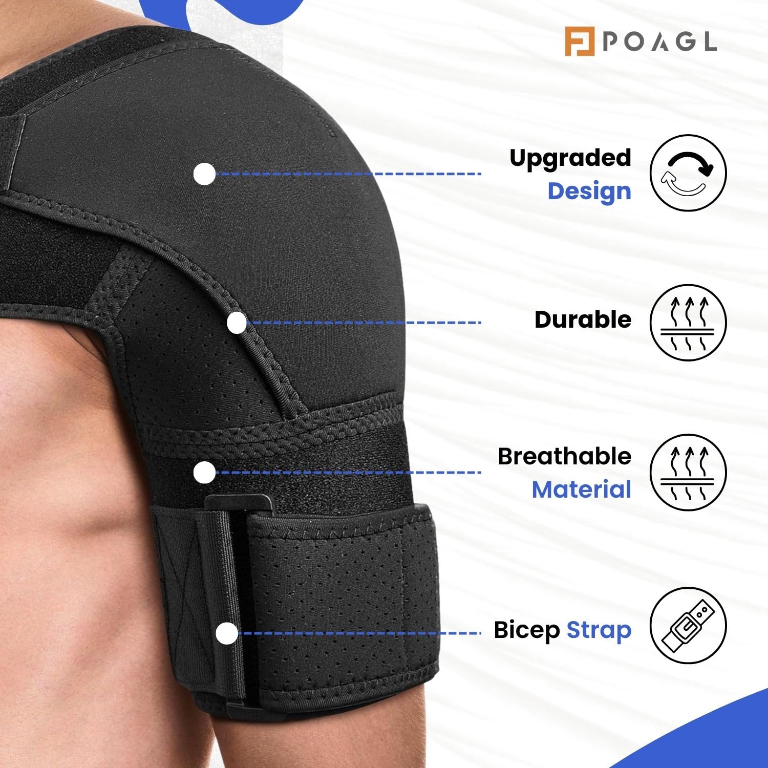 Adjustable Shoulder Compression Brace for Men, Left/Right Arm Support Sleeve

