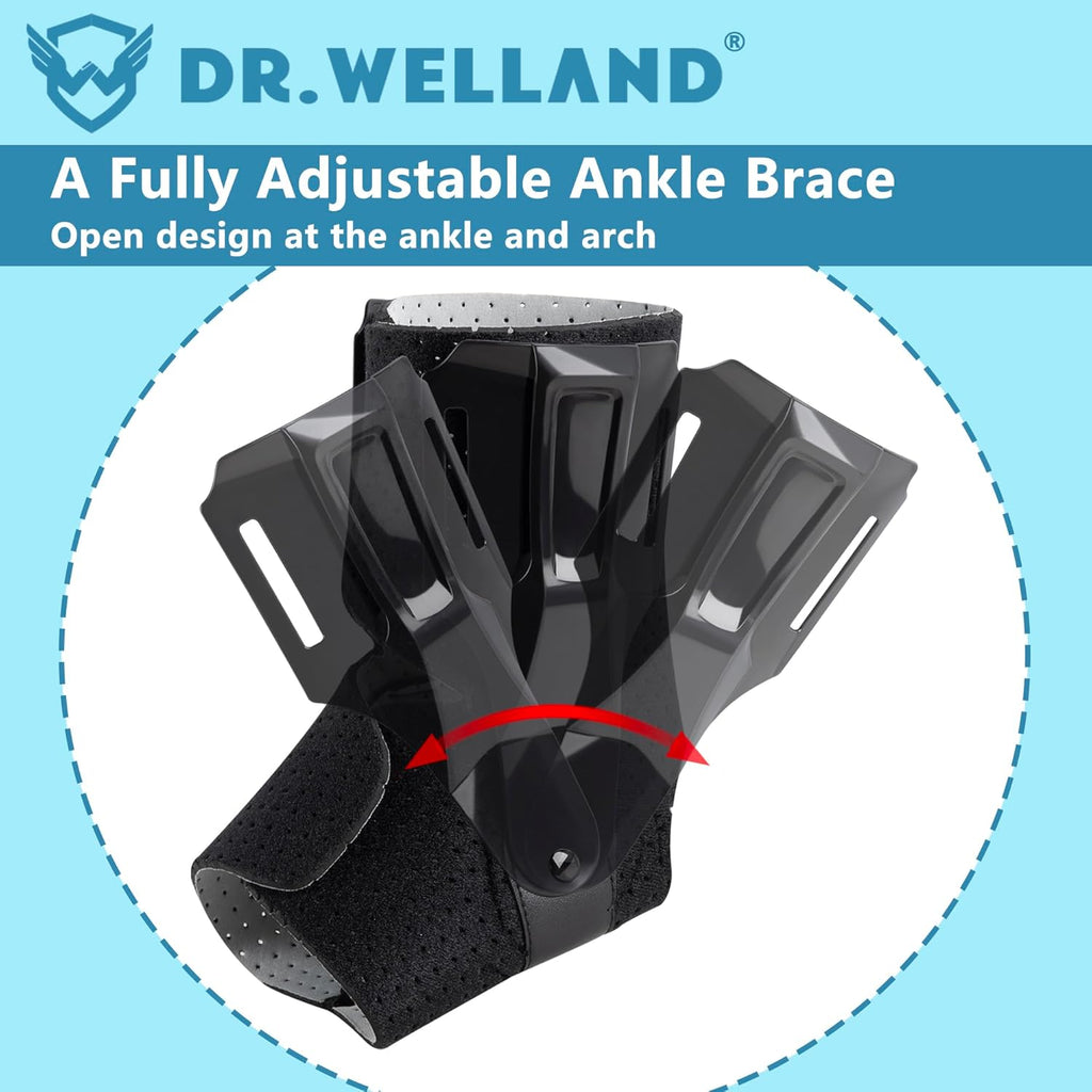 Dr.Welland Ankle Brace with Side Stabilizers, Adjustable Support for Sprains

