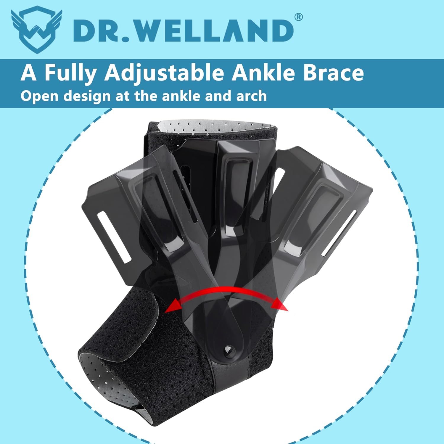 Dr.Welland Ankle Brace with Side Stabilizers, Adjustable Support for Sprains

