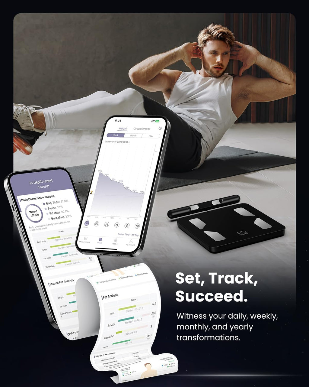FITINDEX Smart Body Composition Scale with BMI, Body Fat, Muscle Mass, Bluetooth

