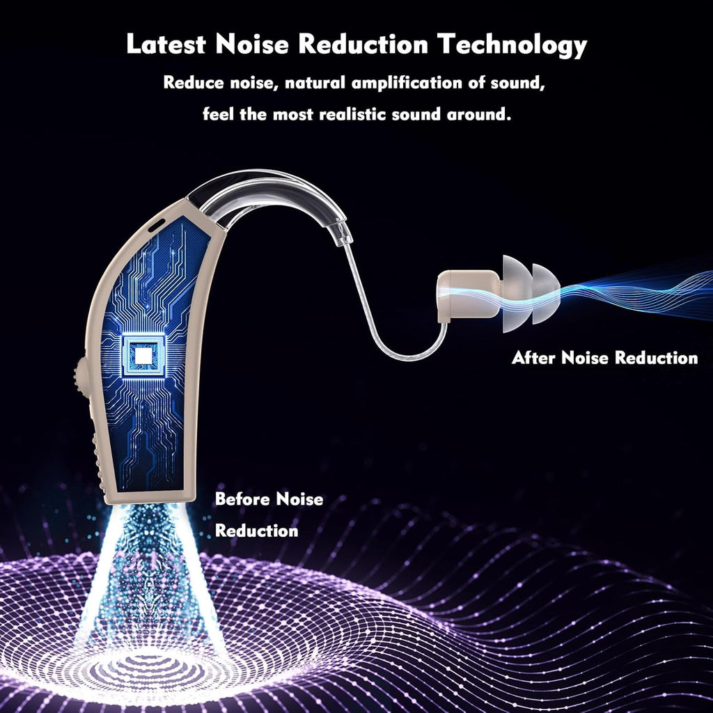 Rechargeable Hearing Aids for Seniors with Noise Reduction and Volume Control

