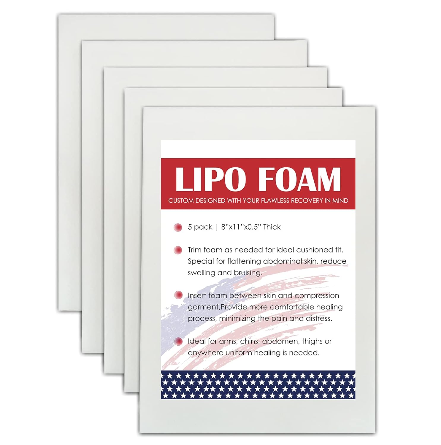 KUSMOO Post-Surgery Lipo Foam Pads for Compression Garments, Abdominal Support

