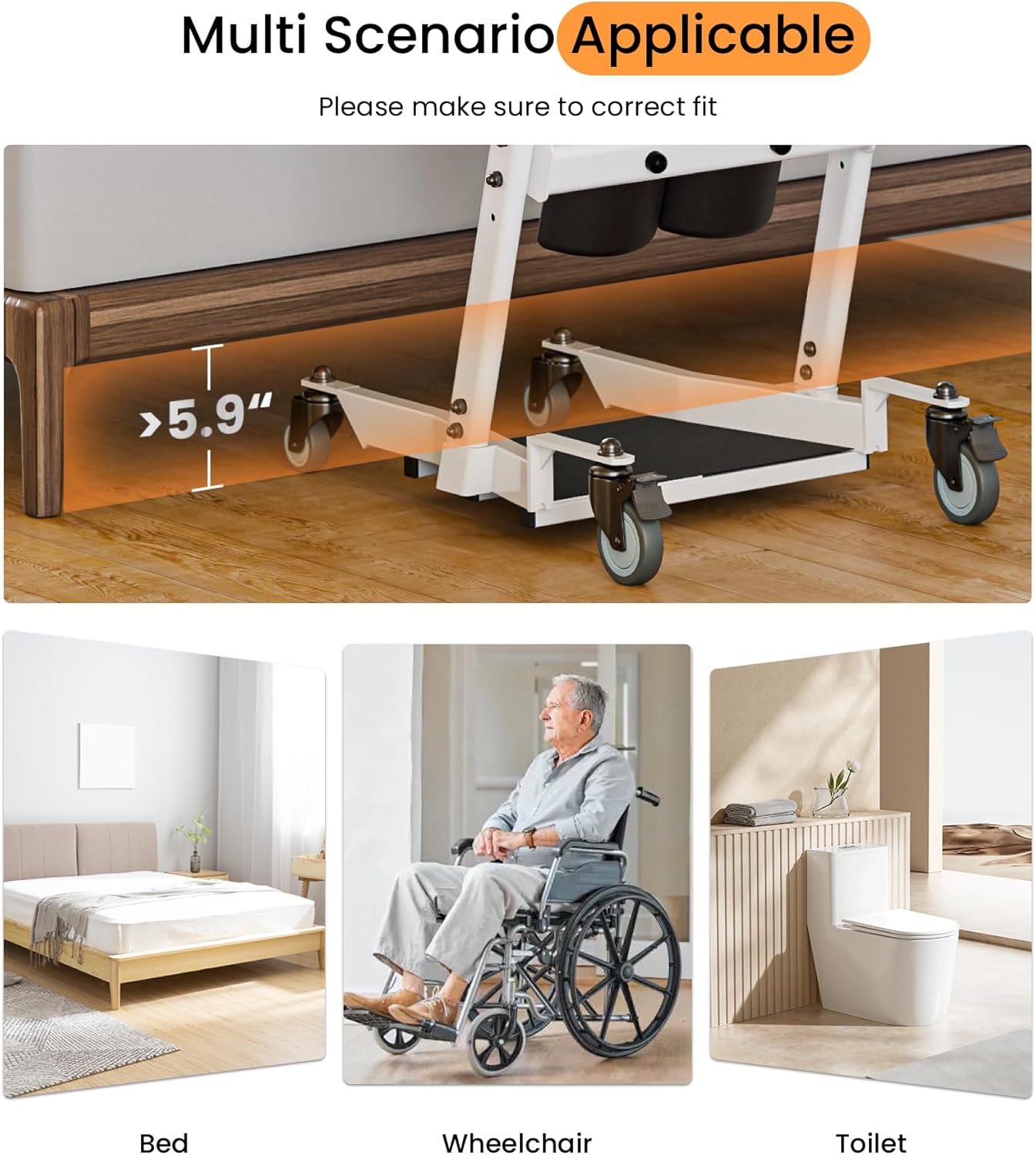 VOCIC Sit to Stand Lift Transfer Assist Chair with Wheels and Safety Lock Brakes

