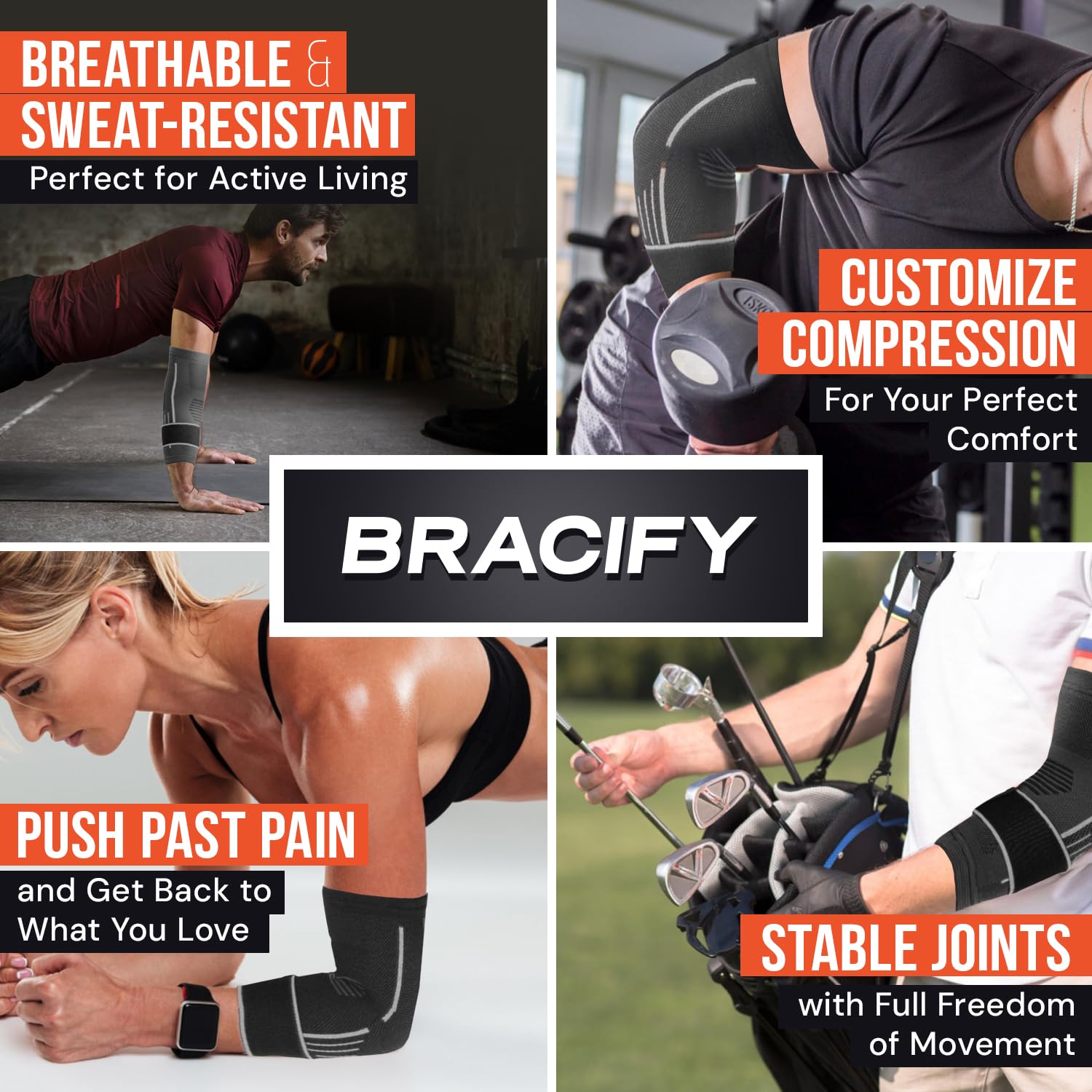 BRACIFY Elbow Brace for Tendonitis and Tennis Elbow Arm Compression Sleeve

