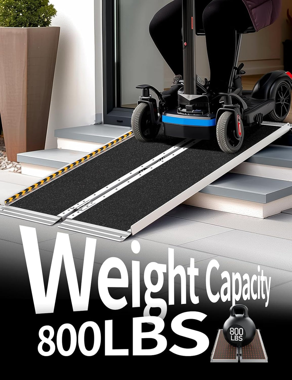 FACHNUO Portable Wheelchair Ramp, Non-Slip Folding Threshold Ramp

