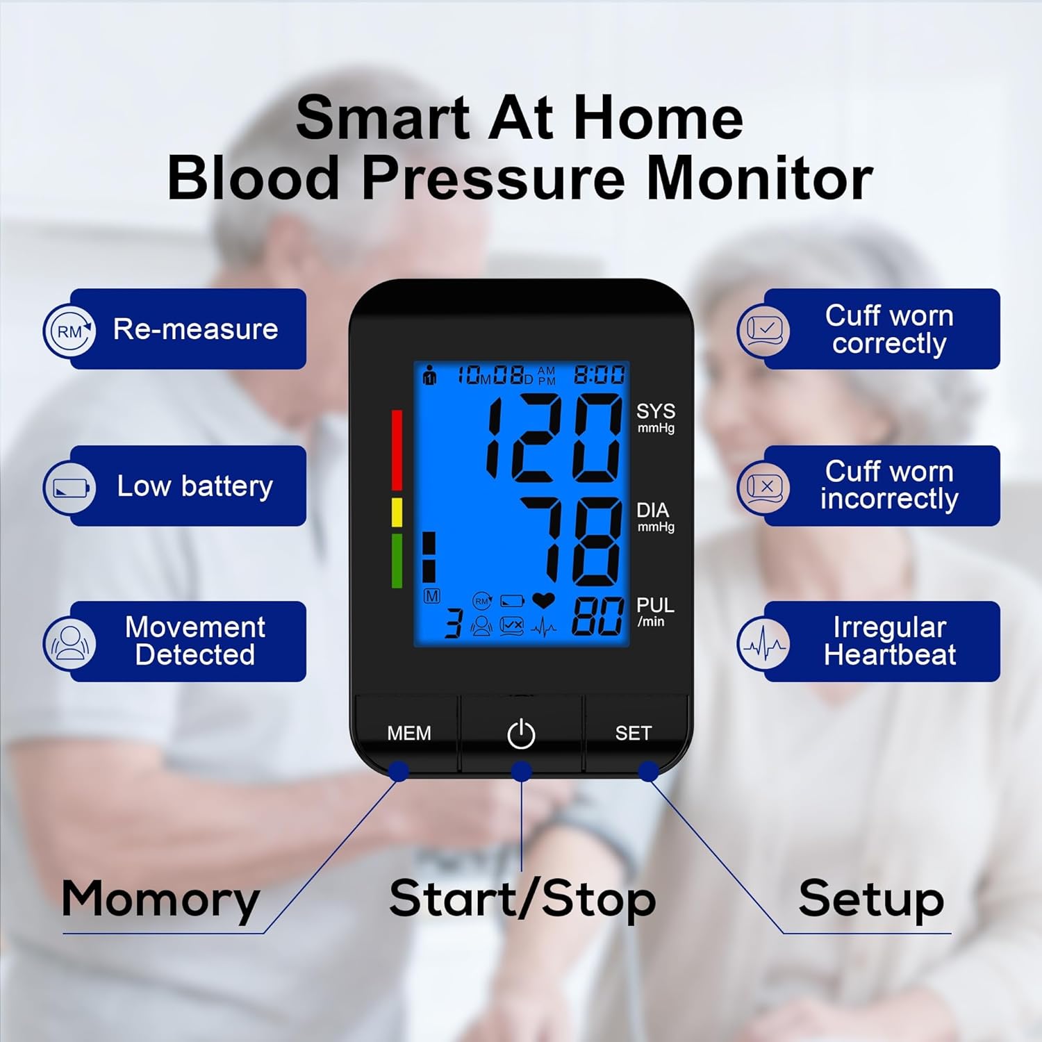 SDUNW Automatic Upper Arm Blood Pressure Monitor for Home Use with Dual-Size Cuffs

