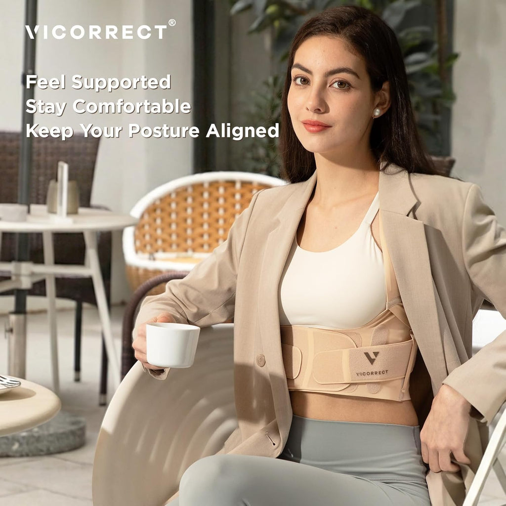 Vicorrect Adjustable Posture Corrector for Women, Upper Back Shoulder Neck Support

