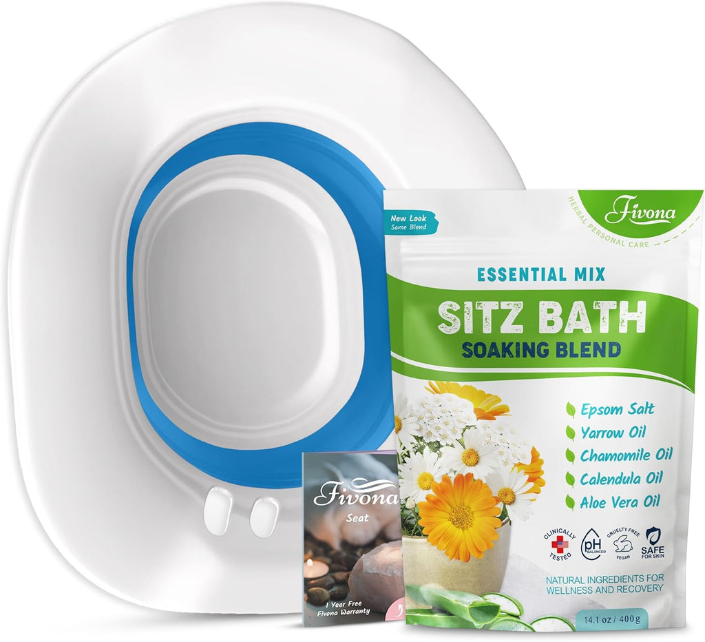 Fivona Sitz Bath Soak Kit Over Toilet Seat with Epsom Salt and Essential Oils


