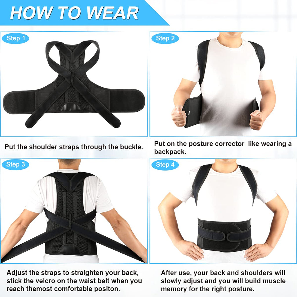 PAZAPO Posture Corrector Back Brace for Men and Women, Upper and Lower Lumbar Support

