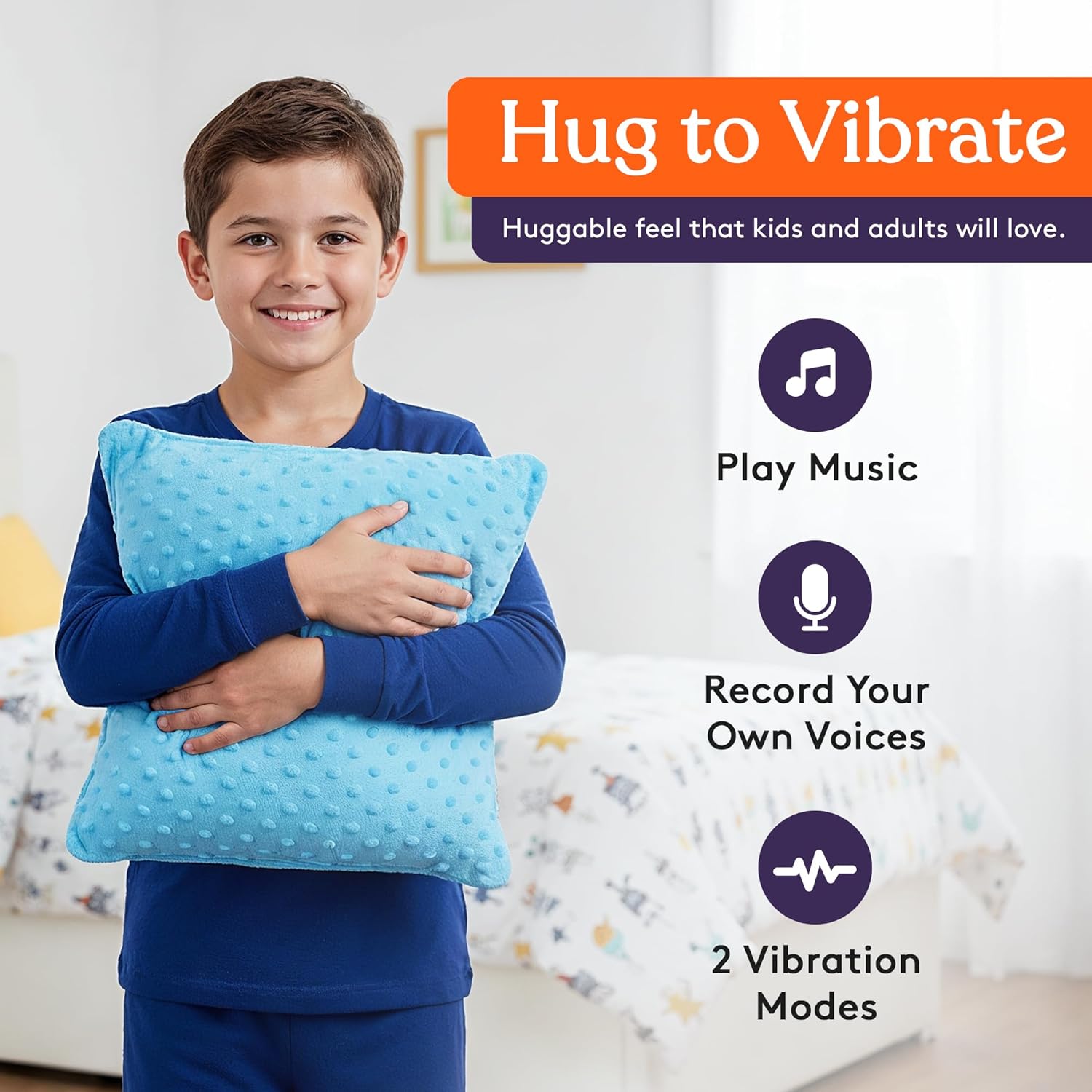 Special Supplies Vibrating Sensory Pressure Pillow for Kids & Adults, Plush 12" with Audio

