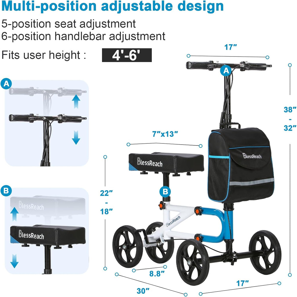 BlessReach Knee Scooter for Adults, Knee Walker for Foot Injuries and Surgery

