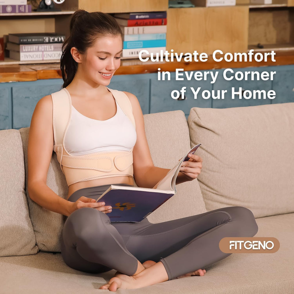 Fit Geno Posture Corrector for Women, Adjustable Upper Back Brace for Neck Support

