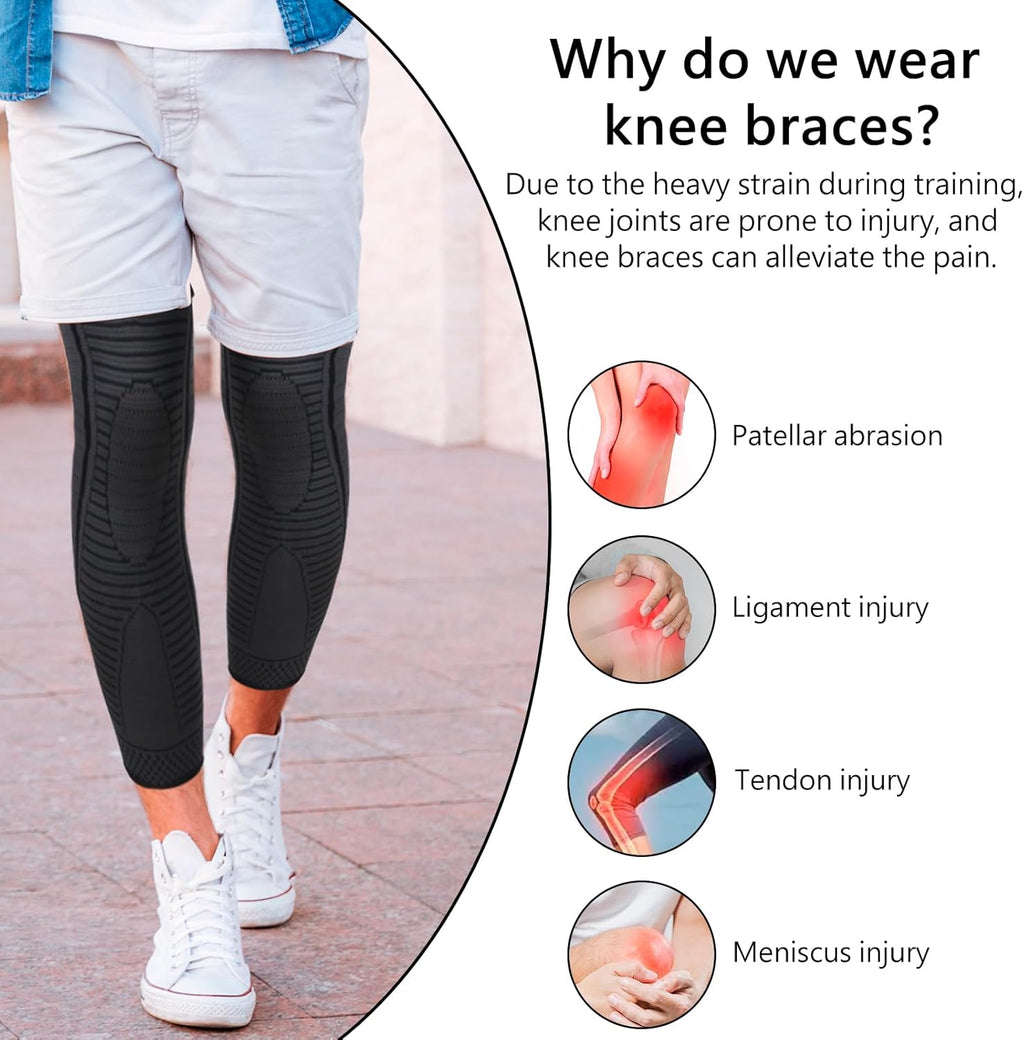Full Leg Compression Sleeves 2 Pack Long Knee Support for Meniscus, Arthritis

