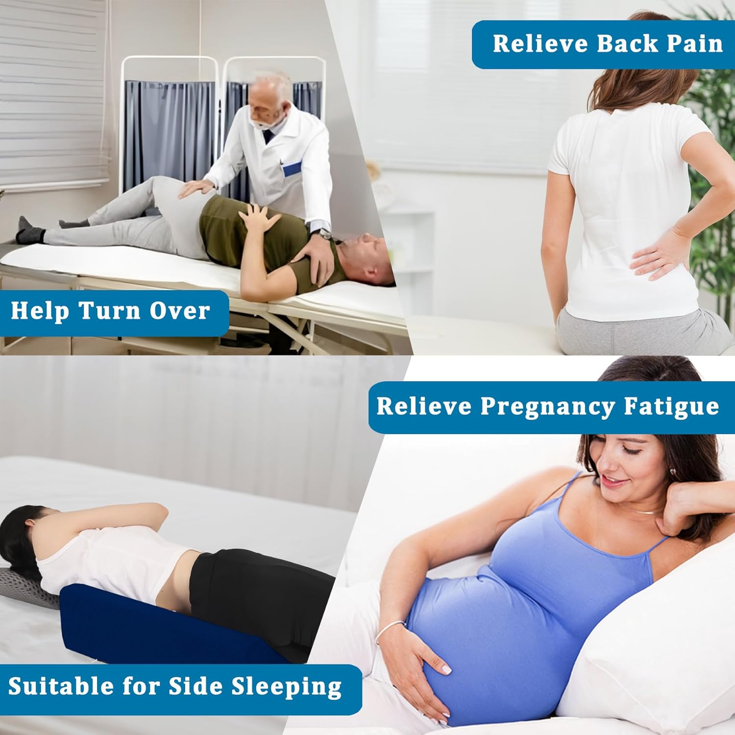 30° Bed Wedge Pillow for Side Sleeping, Memory Foam Body Positioning Triangle


