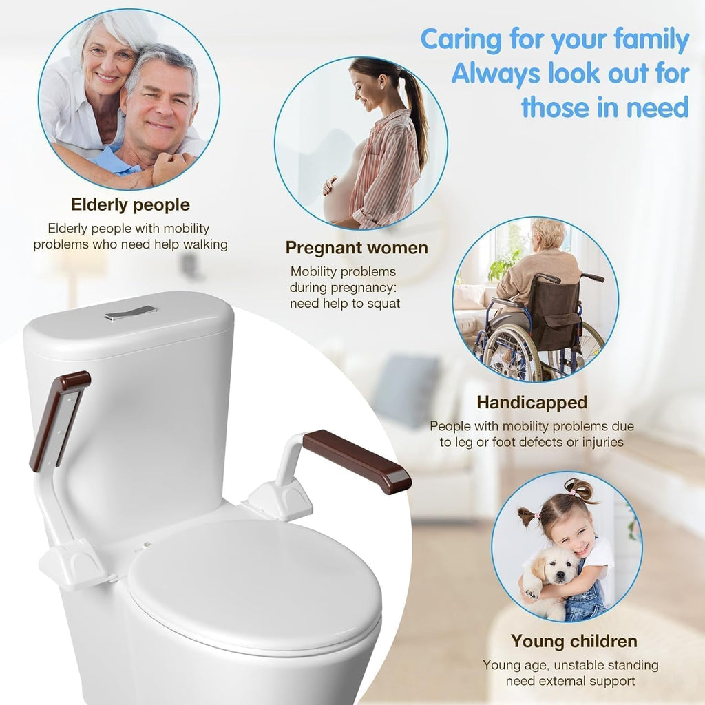 Toilet Safety Rails for Seniors Adjustable Toilet Grab Bars Handicap Support Frame


