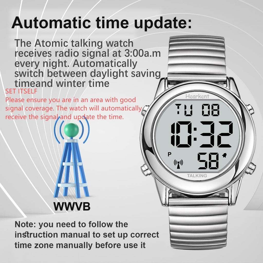 Hearkent Digital Talking Watch English, US Signal Auto Time & Date, Big Display

