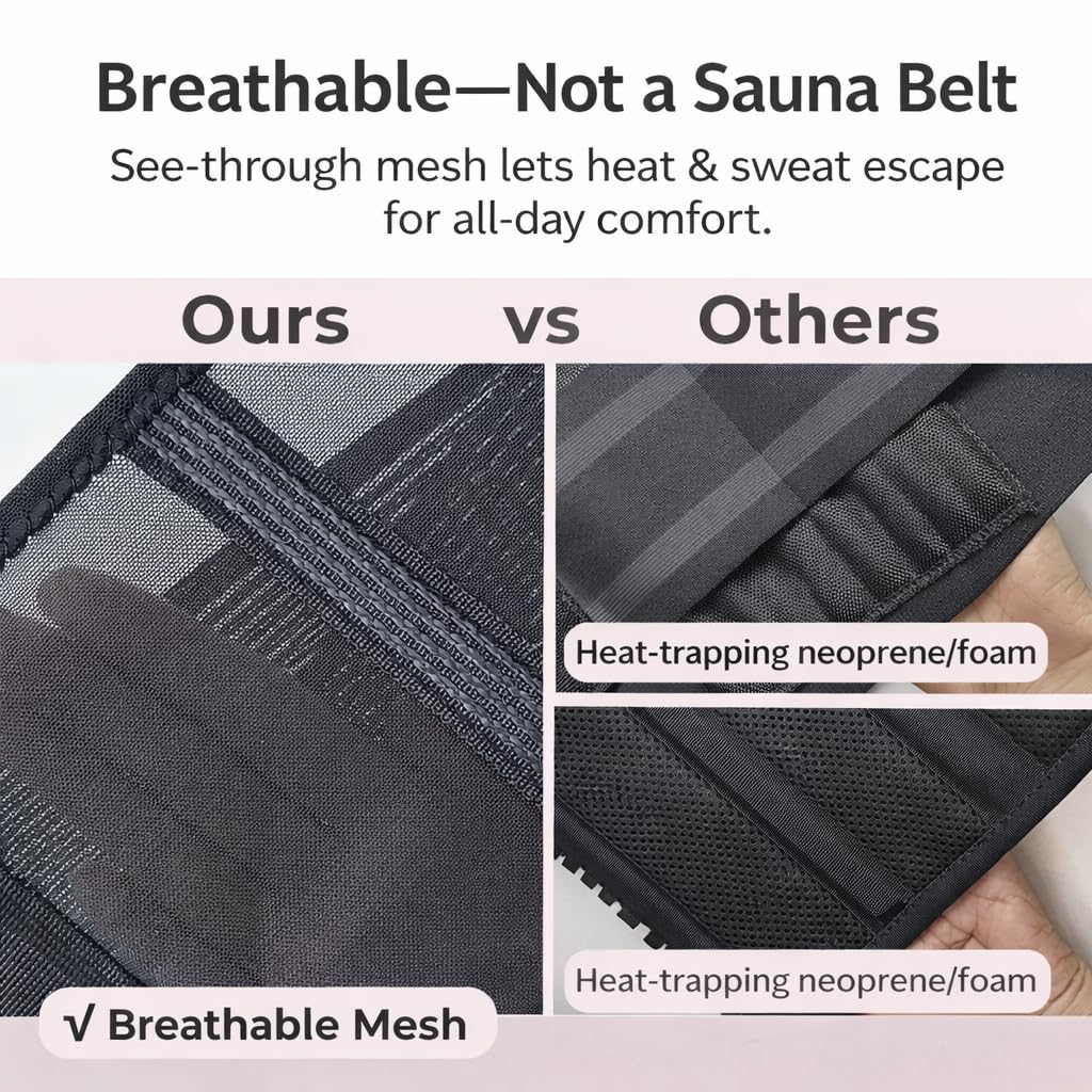 Ultra Breathable Thin Back Brace for Lower Back Pain, Adjustable Lumbar Support

