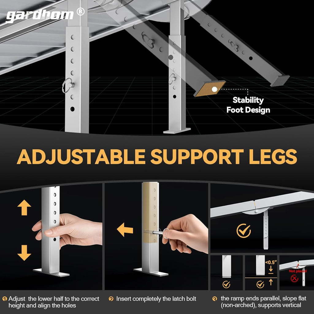 gardhom Wheelchair Ramp Foldable Aluminum Anti-Slip for Home Steps Threshold Doorways

