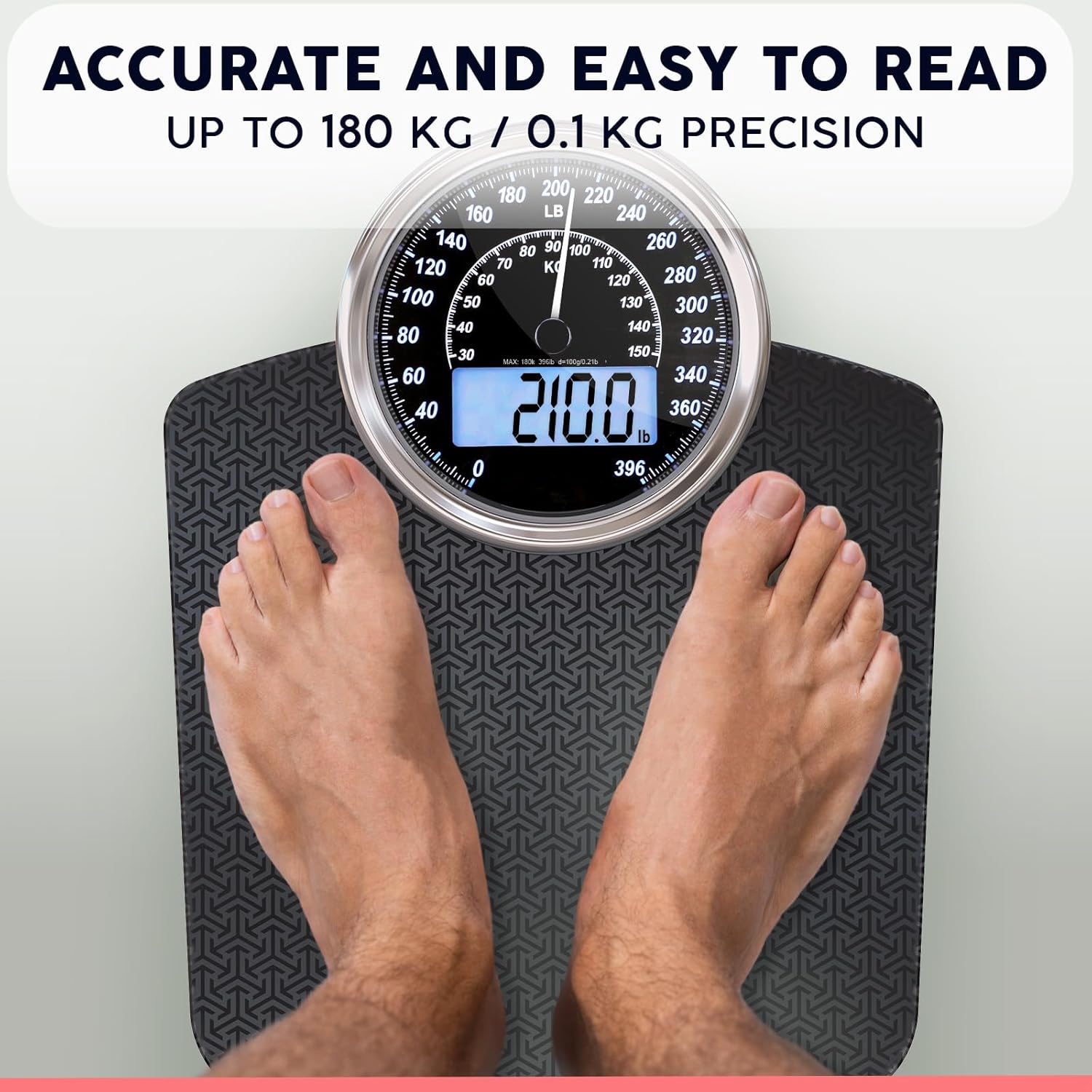 Adamson Hybrid 2-in-1 Analog Digital Bathroom Scale for Body Weight Tempered Glass

