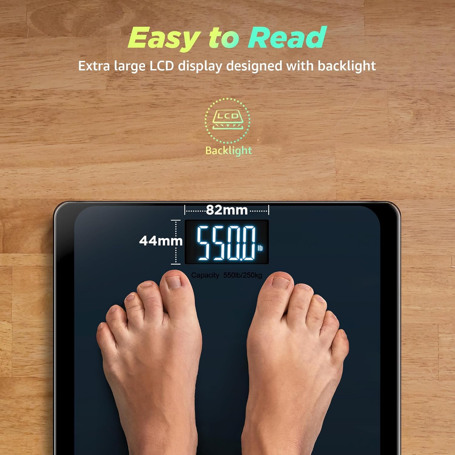 RunStar Digital Bathroom Scale 550 lb Capacity Tempered Glass Extra-Wide LCD

