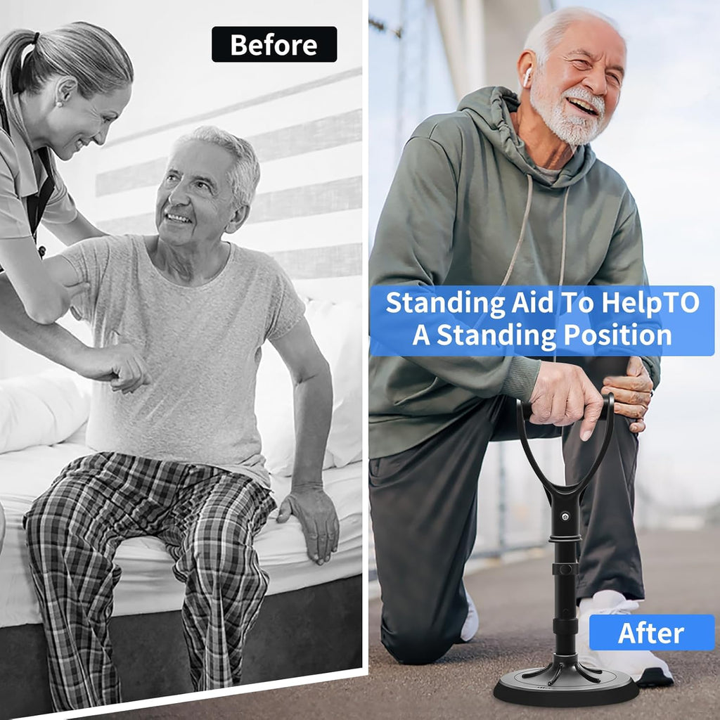 Upgraded Portable Standing Aid with Non-Slip 7-Inch Rubber Foot, Adjustable Height

