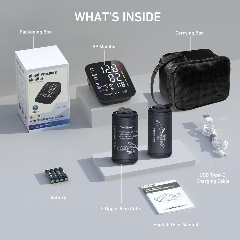 AQESO Automatic Digital Blood Pressure Monitor for Home Use, 3-User, LED Display

