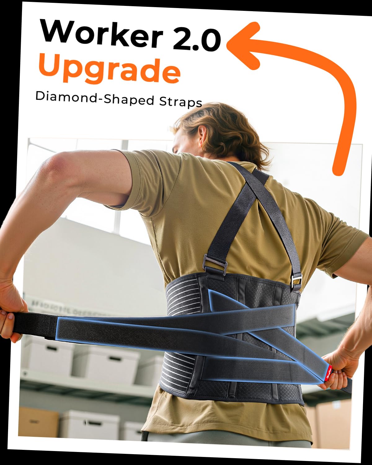 Ultra Breathable Back Brace for Lower Back Support Belt with Removable Suspenders


