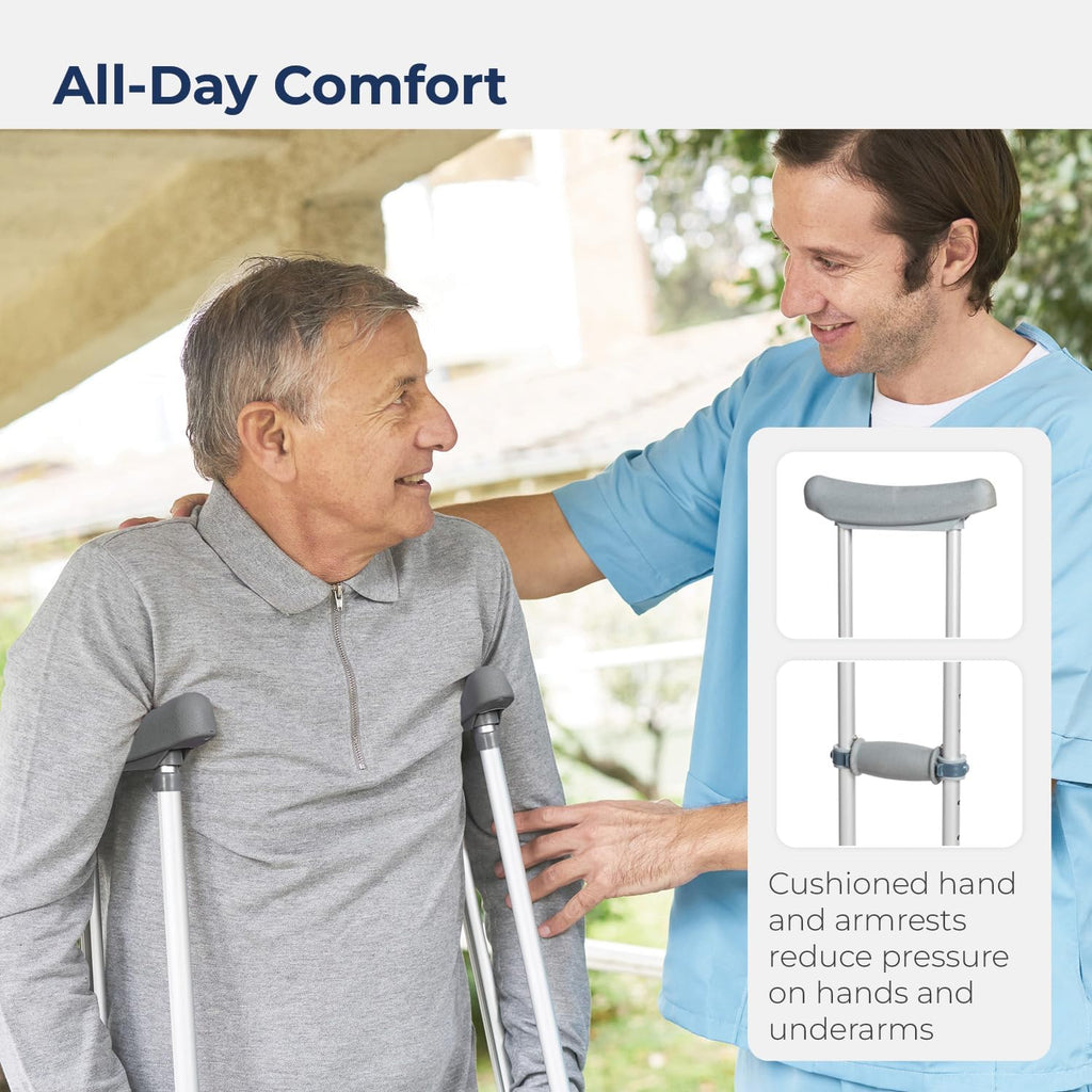Drive Medical Aluminum Adult Crutches with Adjustable Height and Non-Skid Tips

