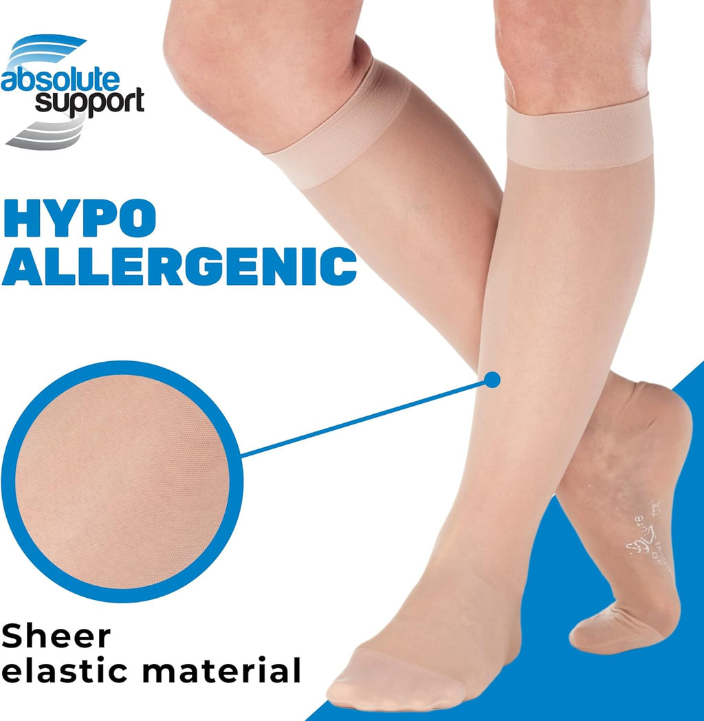 Made in USA Sheer Compression Knee High Socks for Women 15-20mmHg, 3 Pairs A101NA1-3

