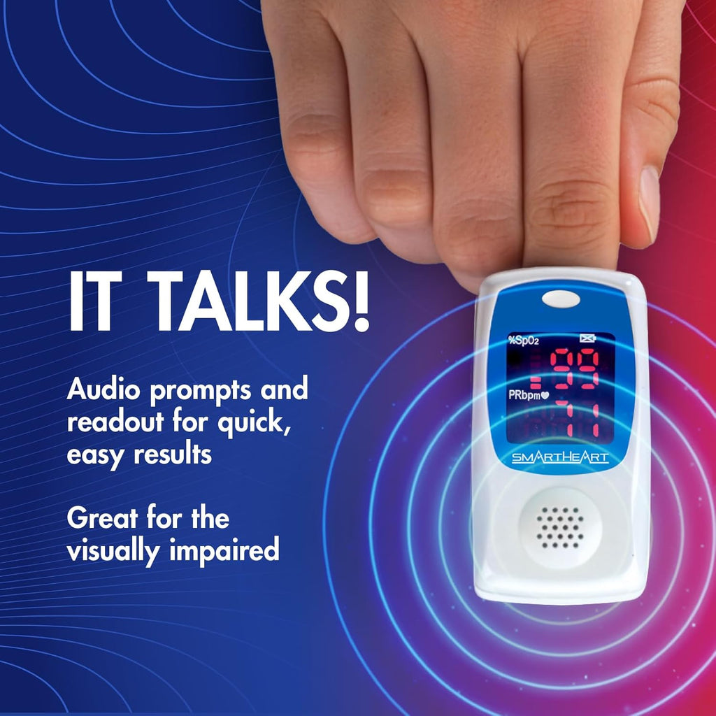 SmartHeart Fingertip Pulse Oximeter with Talking Monitoring

