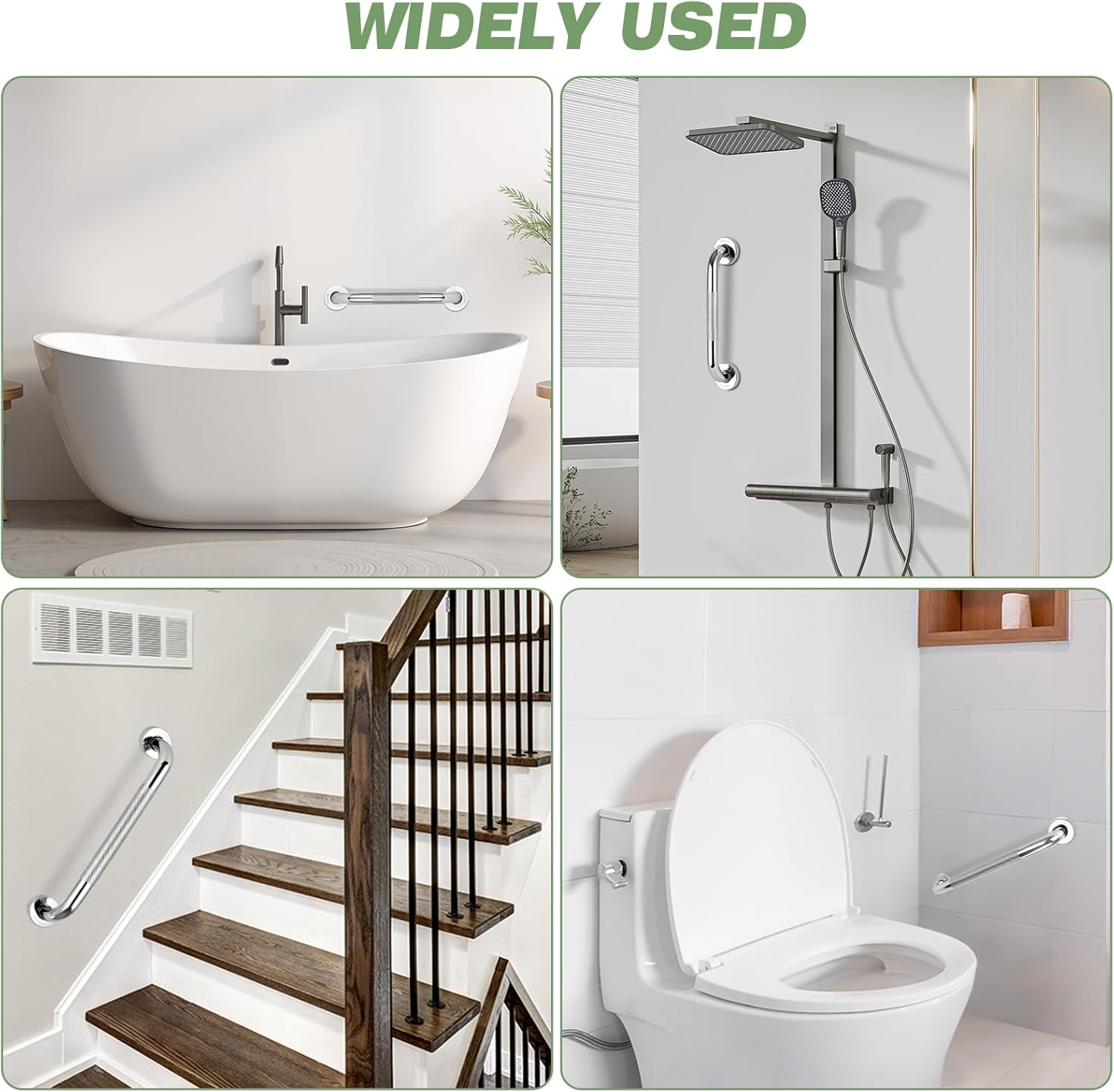 Stainless Steel Anti-Slip Grab Bar for Bathroom Shower Safety Support Handle

