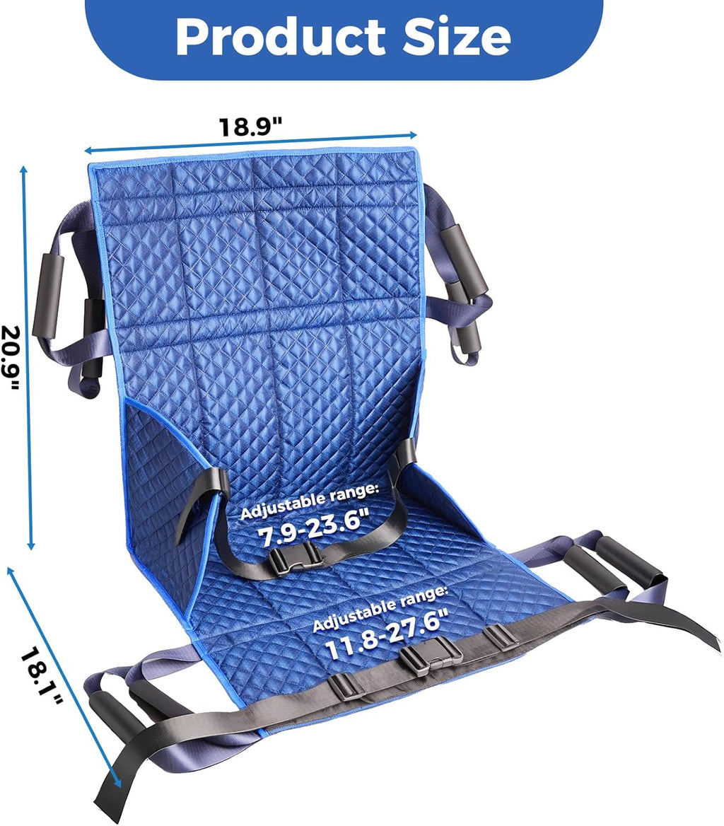 Heavy-Duty Wheelchair Transfer Pad 260 lb Capacity Oxford Fabric, 8 Sponge Handles

