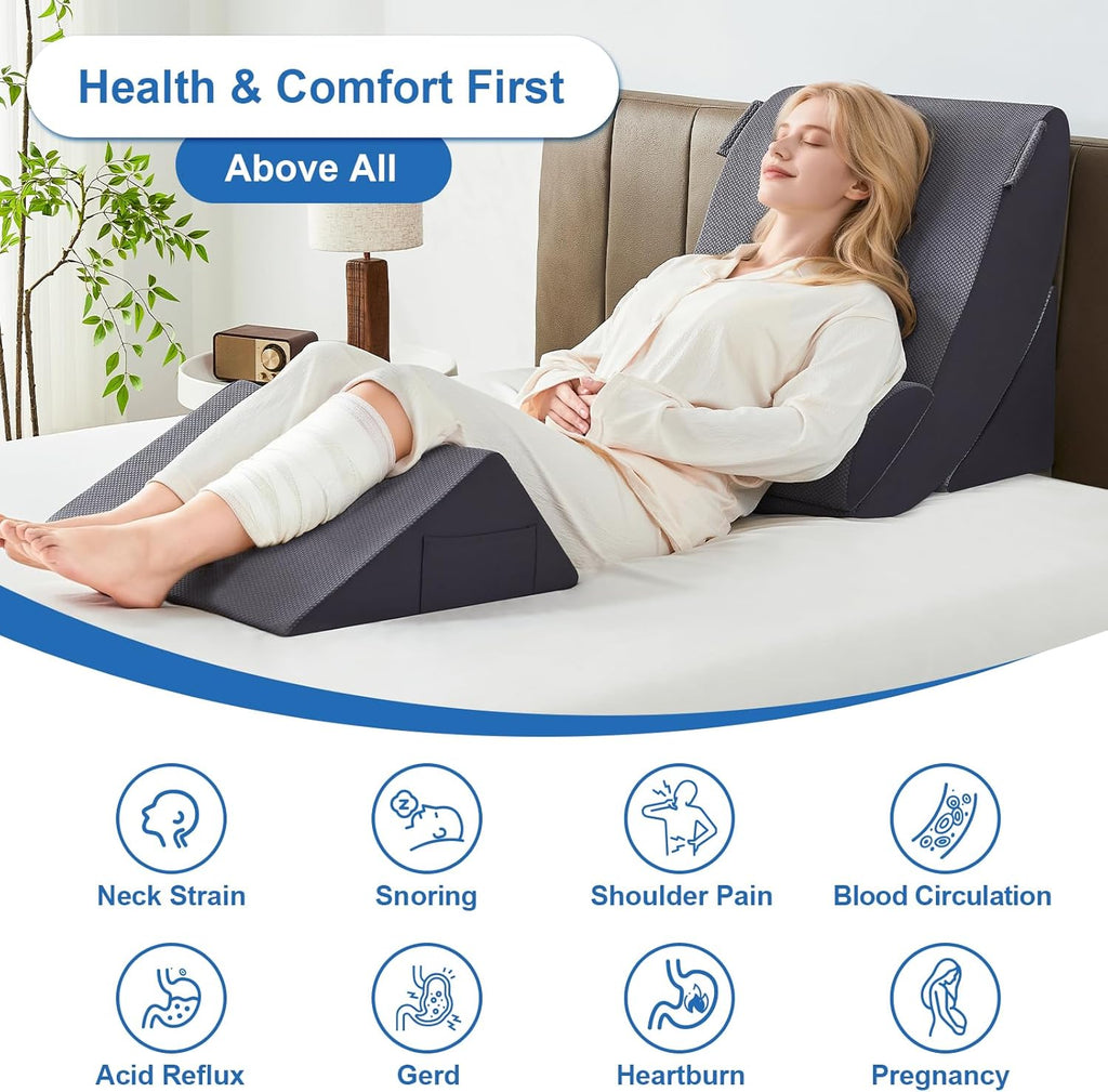 Orthopedic Bed Wedge Pillow Set for Neck Back Leg Support, Memory Foam

