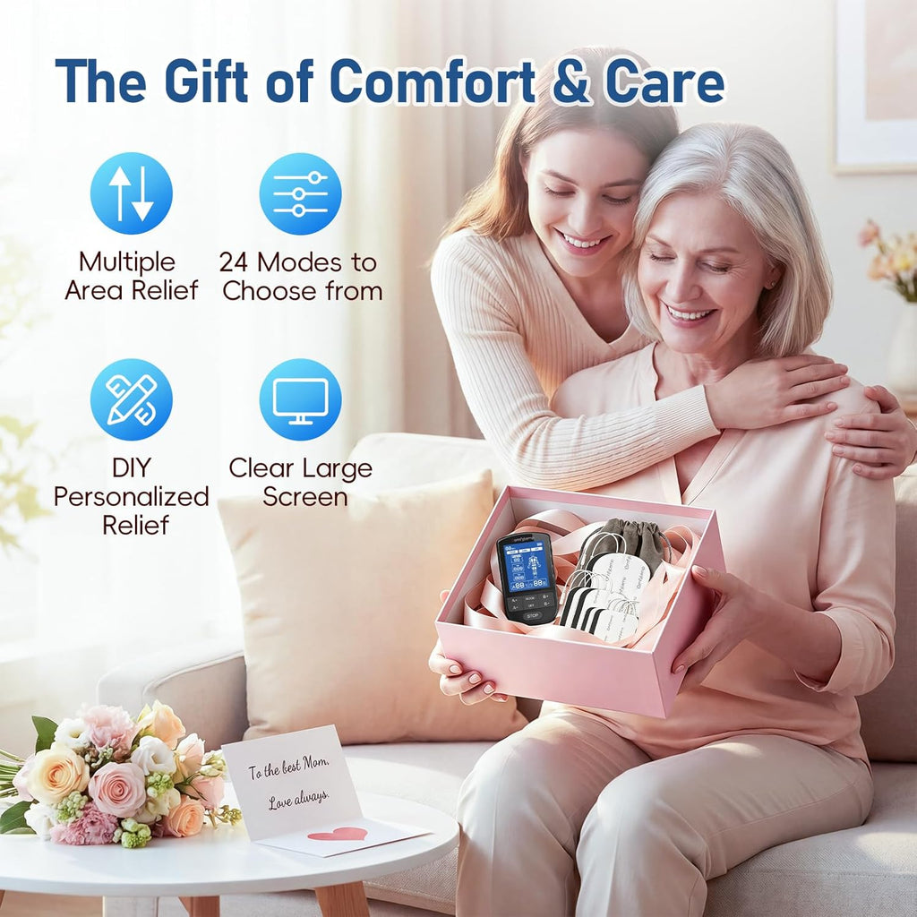 Comfytemp Dual Channel TENS & EMS Muscle Stimulator for Pain Relief, 24 Modes

