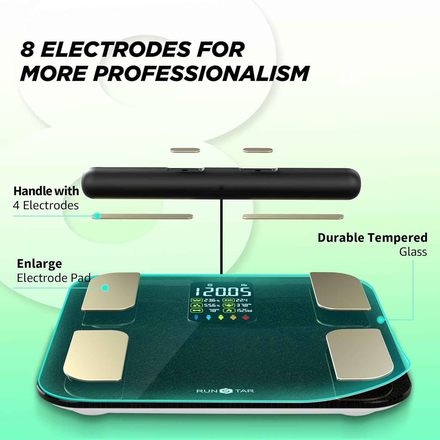 RunStar Smart Body Composition Scale for Weight, BMI, Body Fat, BMR

