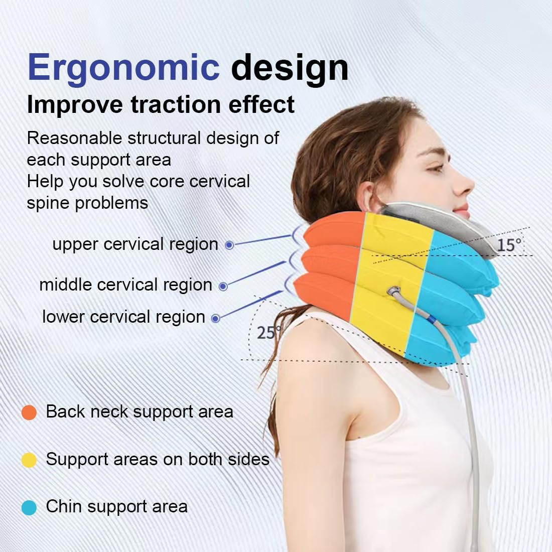 Adjustable Inflatable Neck Traction Device with Neck Brace for Cervical Relief


