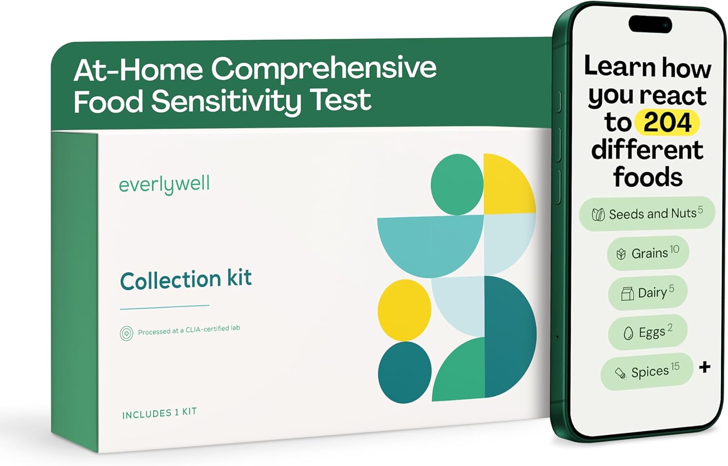 Everlywell Food Sensitivity Test Kit (IgG) for 204 Foods, At-Home Collection


