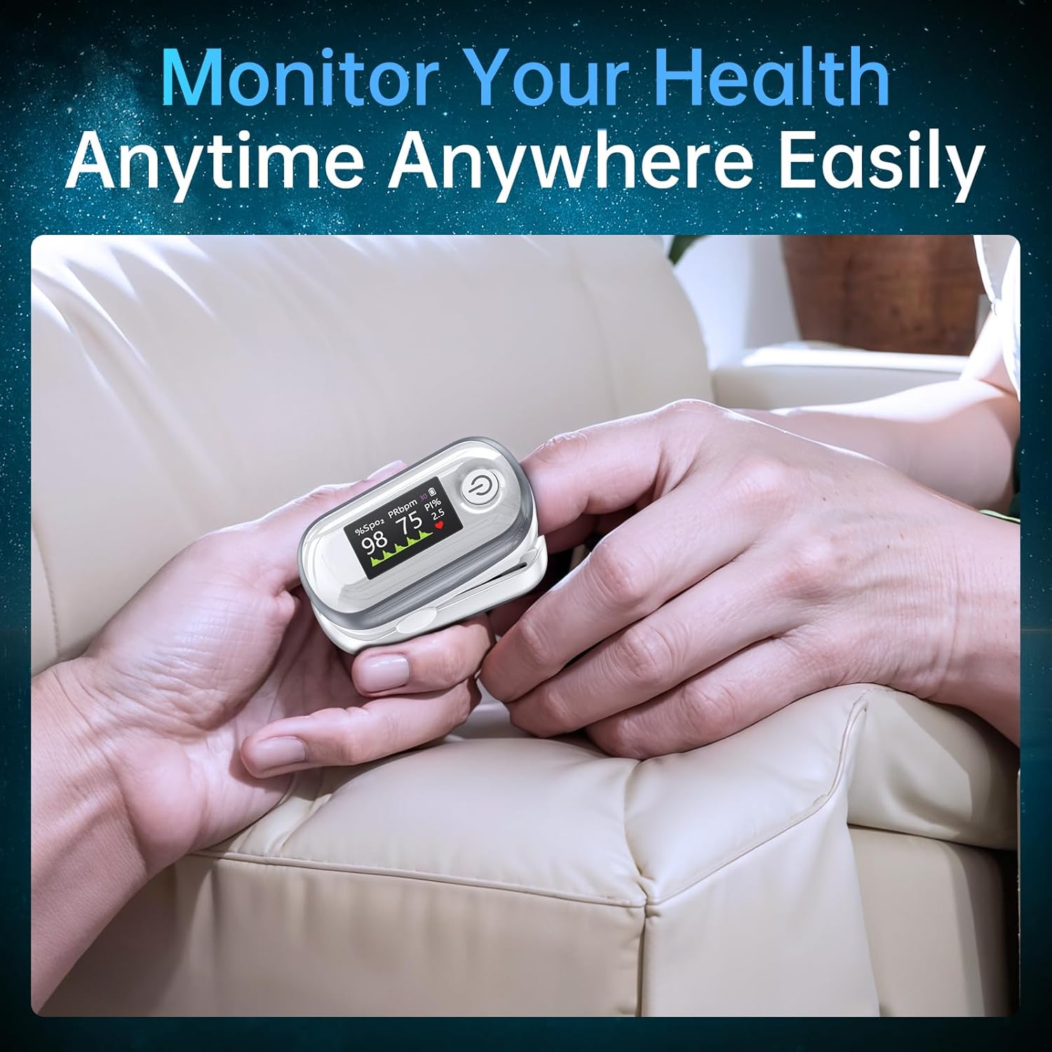 Alecaremed Pulse Oximeter Fingertip Blood Oxygen Monitor with OLED Display

