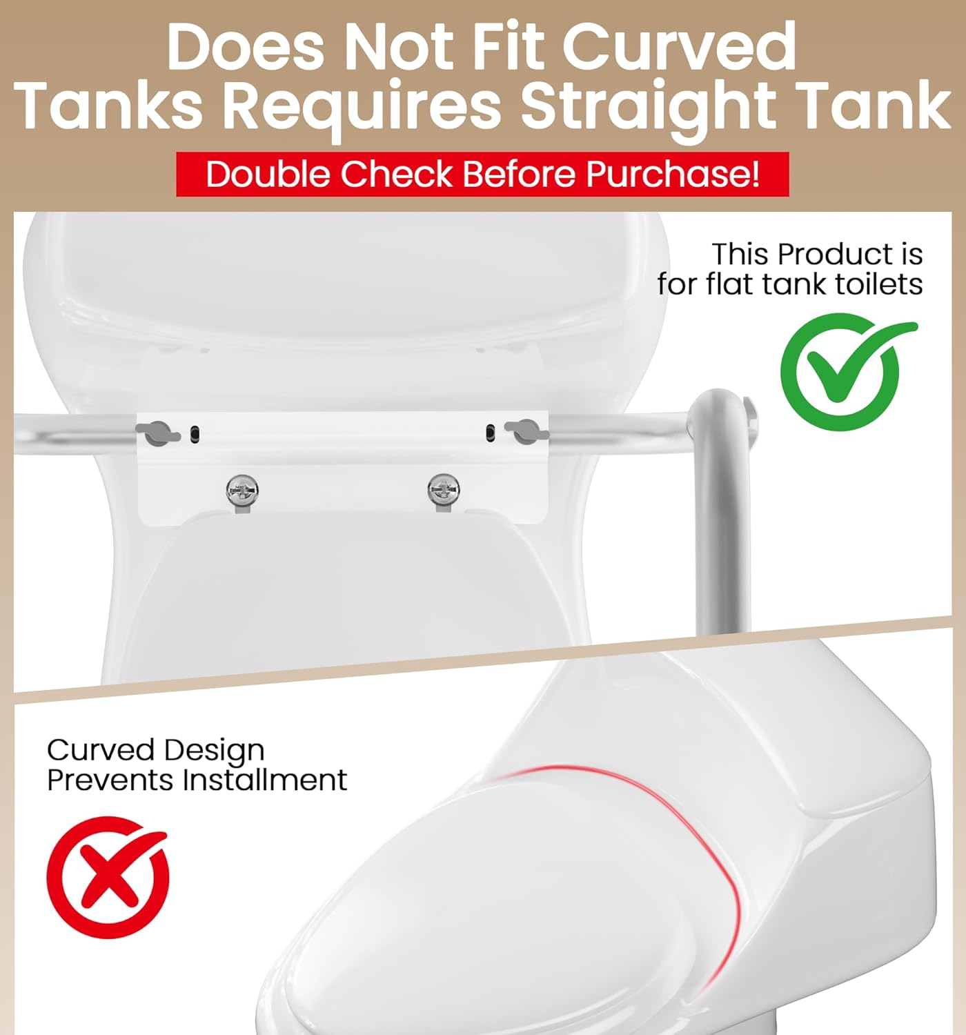 HOMLAND Adjustable Height Toilet Safety Rail with Handles, 350 lb Support Frame

