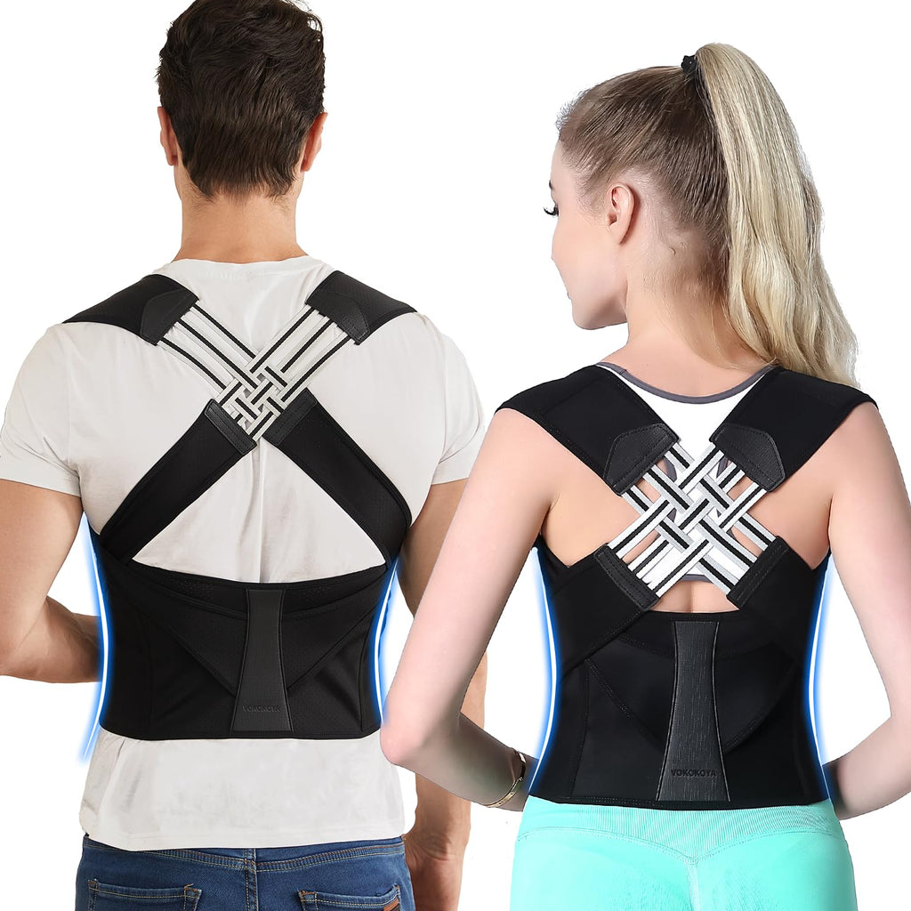 VOKOKOYA Posture Corrector for Women and Men, Adjustable Back Support Brace

