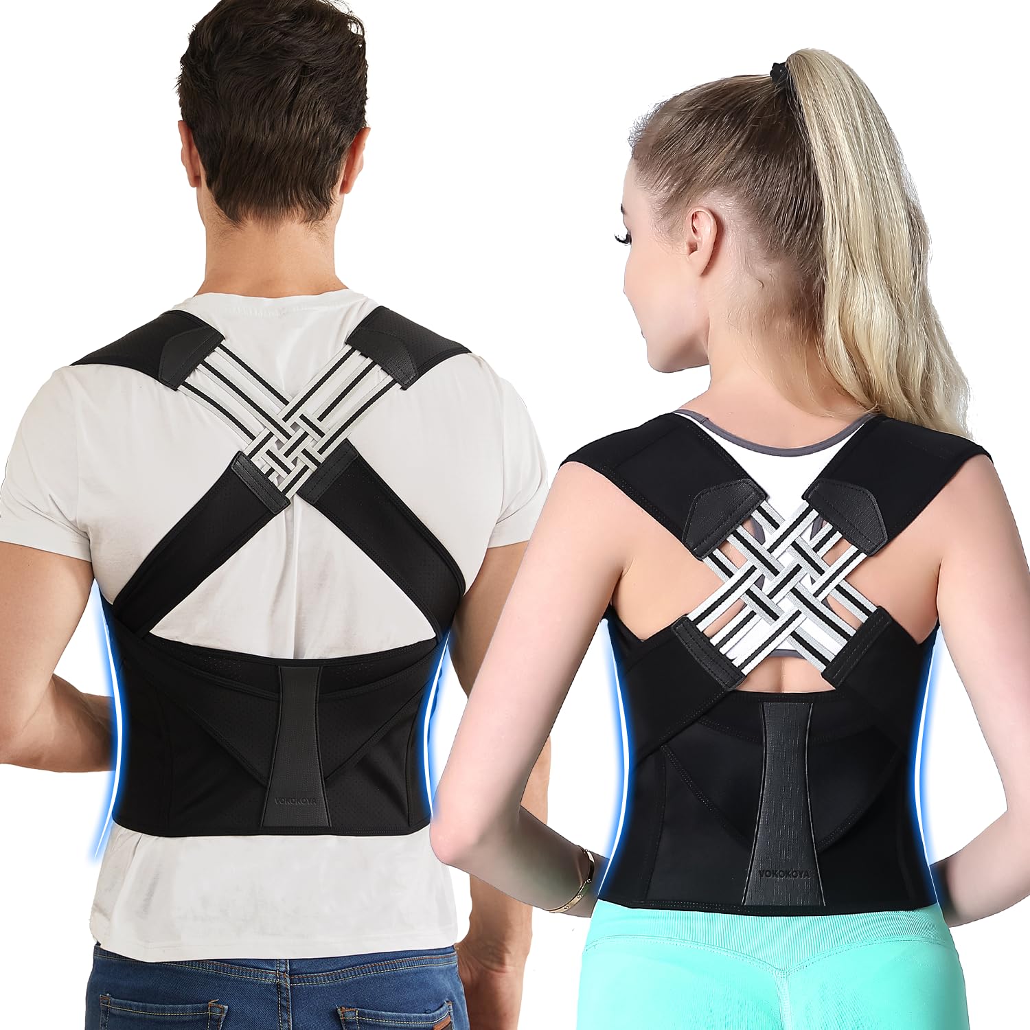 VOKOKOYA Posture Corrector for Women and Men, Adjustable Back Support Brace

