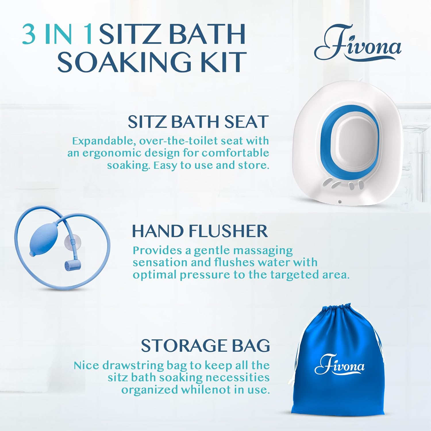 Fivona Foldable Sitz Bath Basin and Massage Hand Bidet Cleansing Tool

