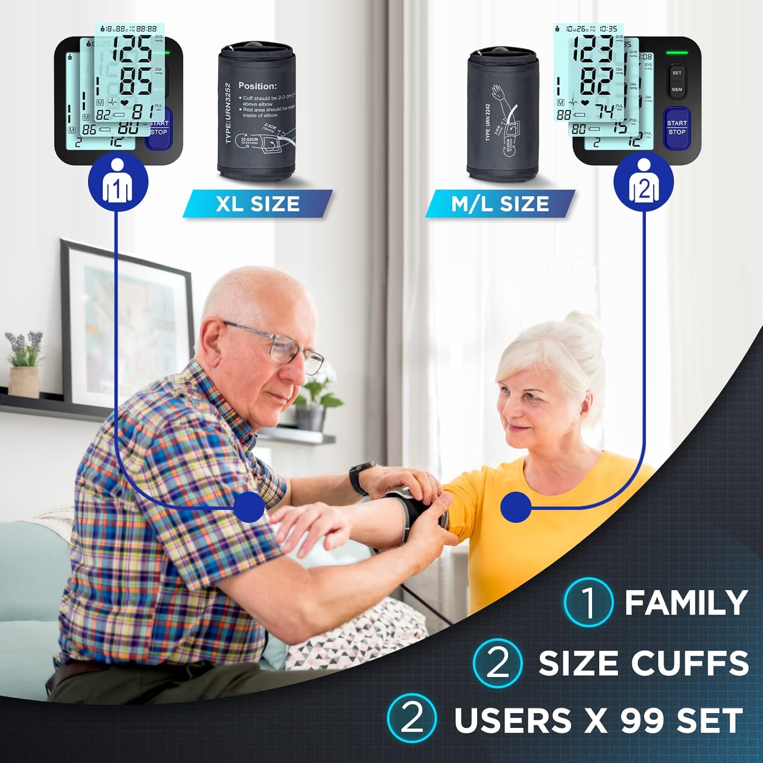 AQESO Upper Arm Blood Pressure Monitor with 2 Cuffs, Automatic Digital BP Machine

