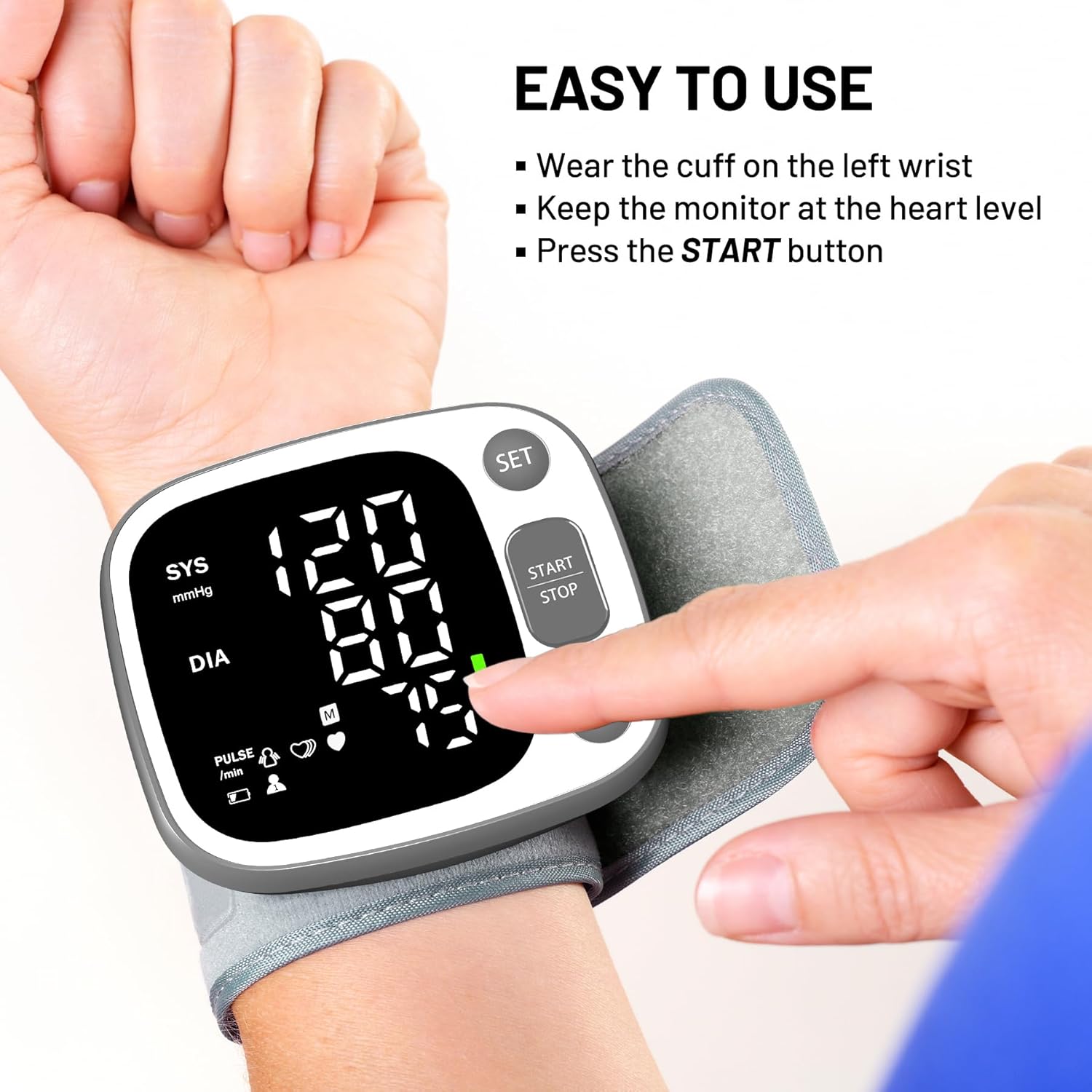 Oklar Rechargeable Wrist Blood Pressure Monitor Digital BP Machine with Voice

