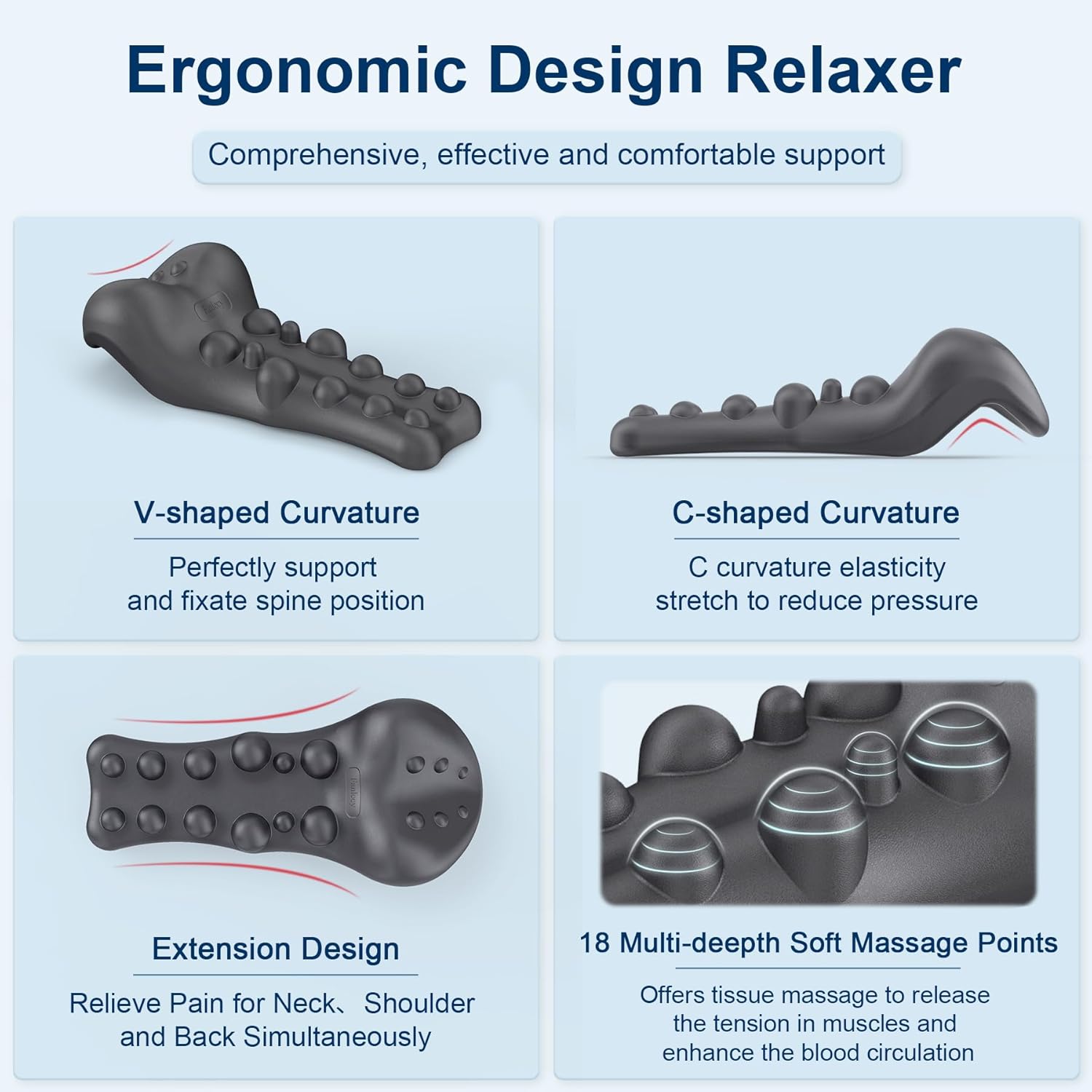 Neck and Shoulder Relaxer Cervical Traction Pillow with Upper Back Massage Point

