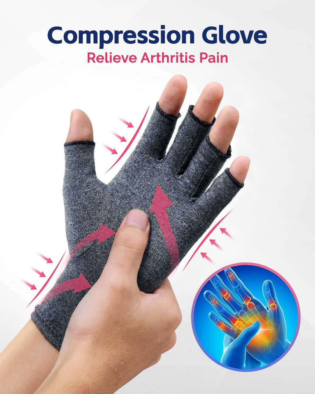 FEATOL Arthritis Compression Glove Wrist Brace Set, Fingerless Support for Women

