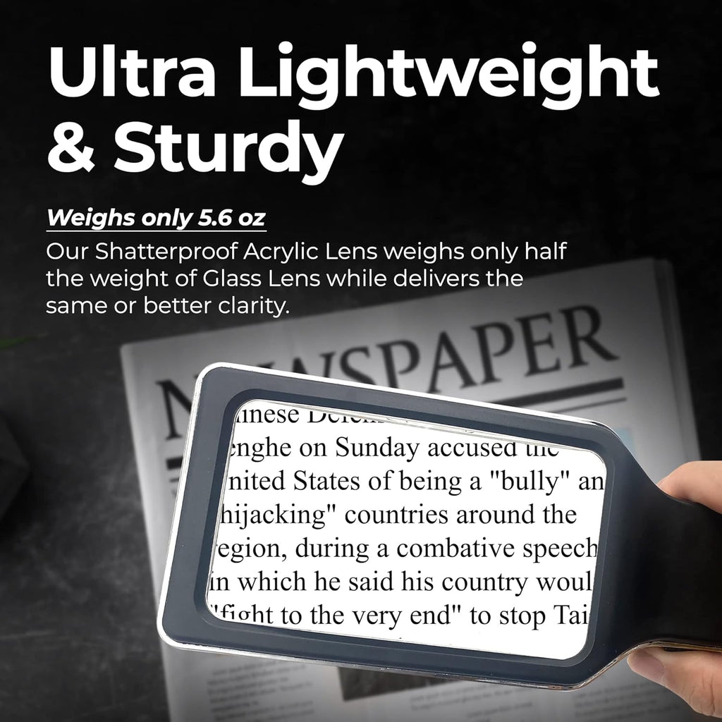 MAGNIPROS Patented 6X Magnifying Glass with 3 Light Modes Anti-Glare Lens

