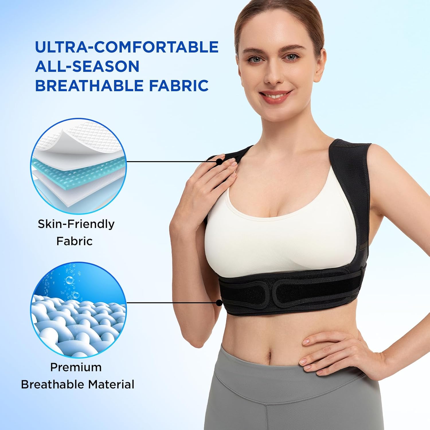 Vicorrect Posture Corrector Adjustable Upper Back Brace for Neck and Shoulder Support

