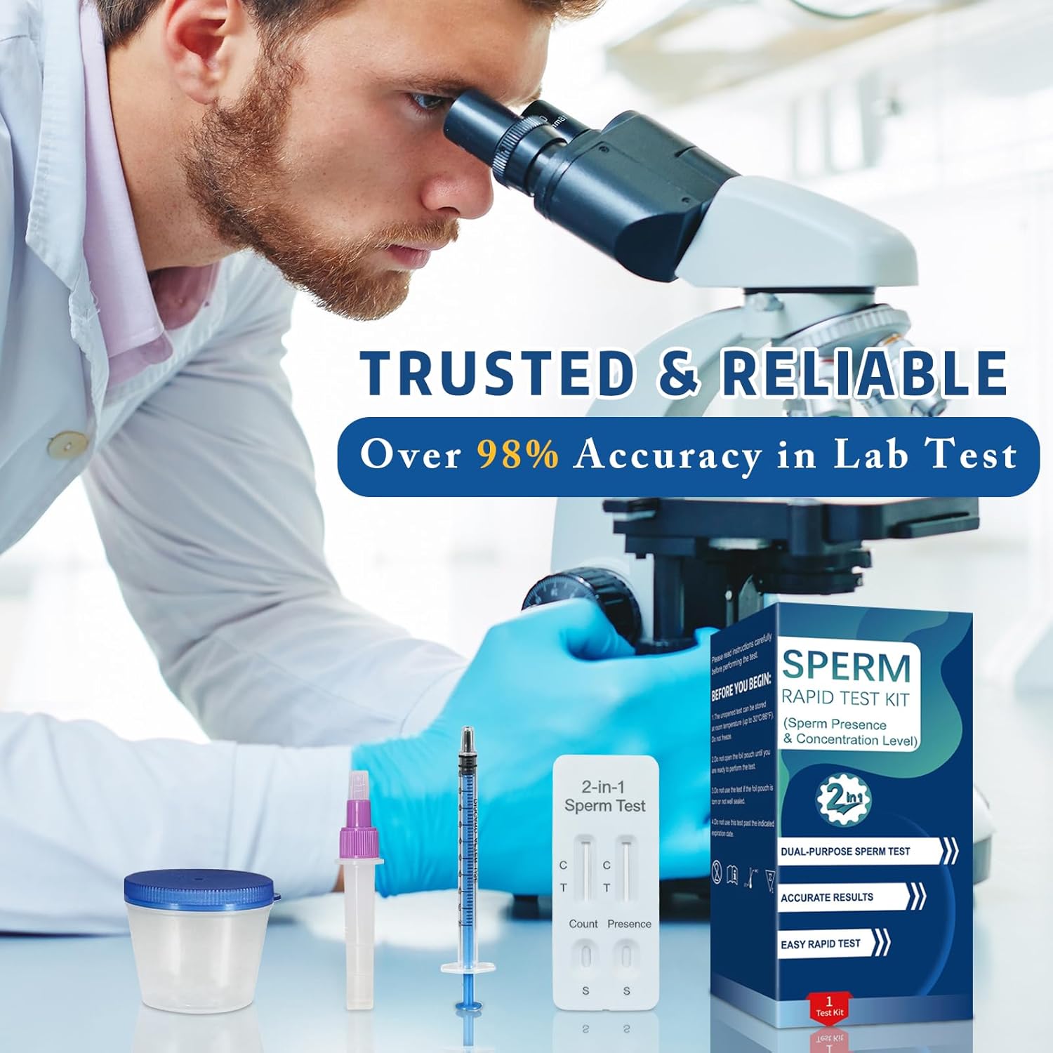 Sperm Fertility Screening Kit 2-in-1 At-Home Semen Analysis for Men

