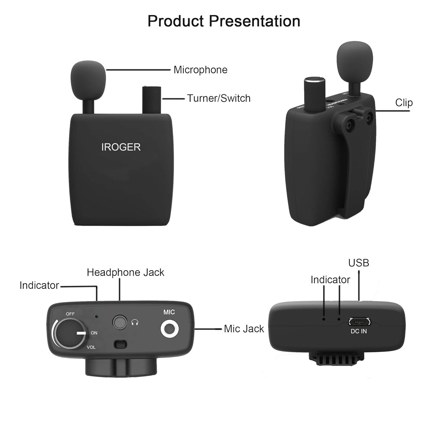 iRoger Personal Sound Amplifier for Seniors, Rechargeable Hearing Aid Headphones


